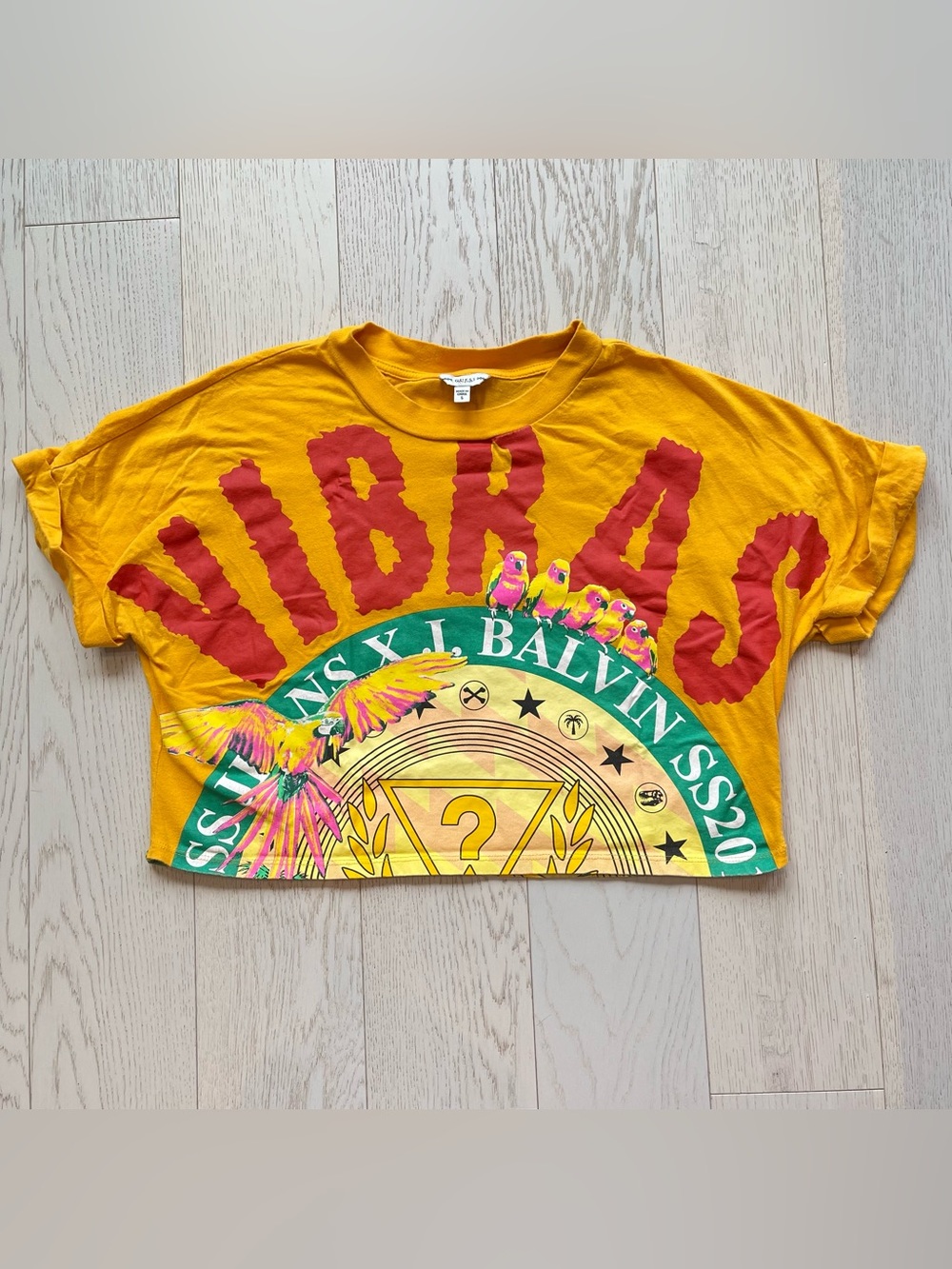 Guess X J.Balvin VIBRAS SS20 Yellow Crop Top tee shirt